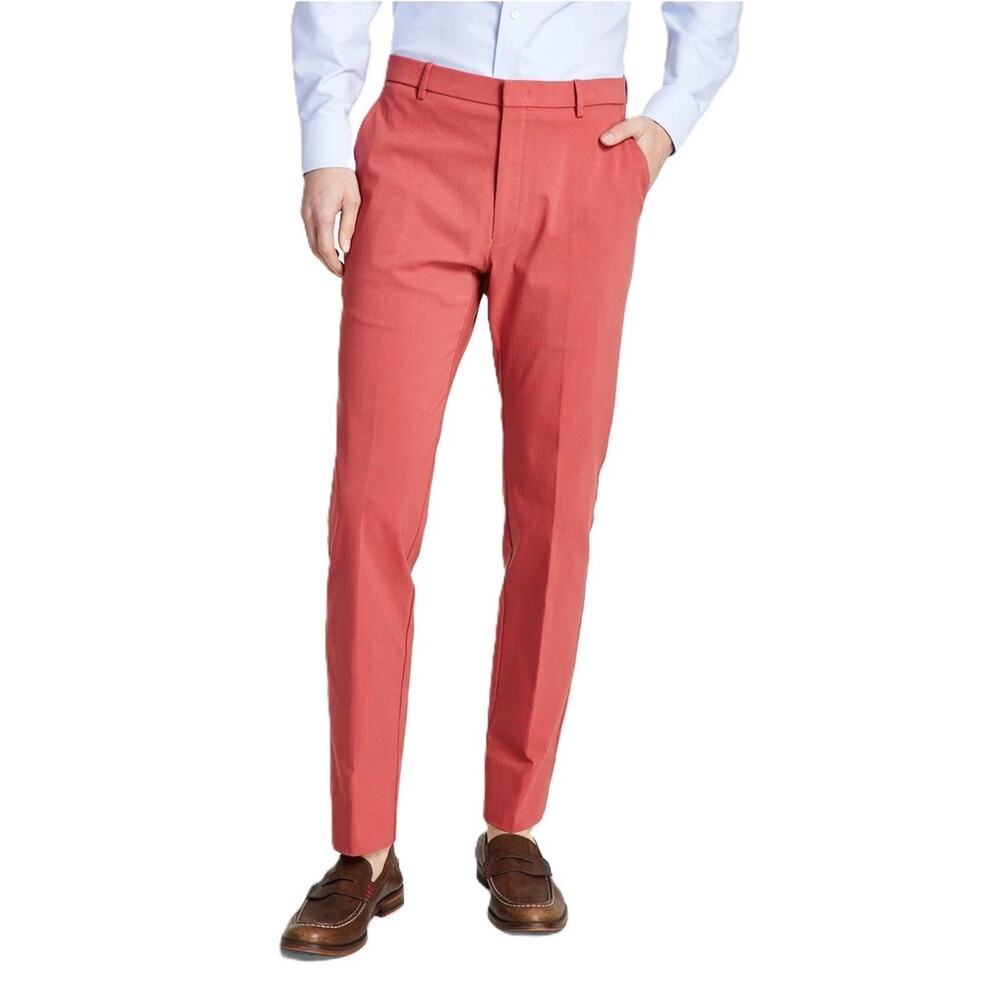 Tommy Hilfiger Mens Modern Fit Dress Pants 38x30 Red Solid Flex Stretch NWT - Picture 7 of 10